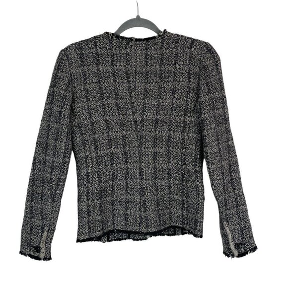 Isabel Marant Etoile Wool Linen Blend Single Button Tweed Blazer Black White 38 - Picture 10 of 10